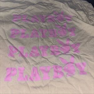 PLAYBOY Beige Tee with Pink Logo